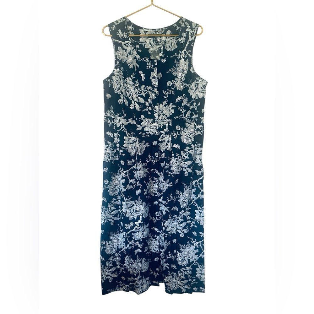 Beautiful Chadwicks Navy Floral Cotton Dress,‎ Woman’s Size 16